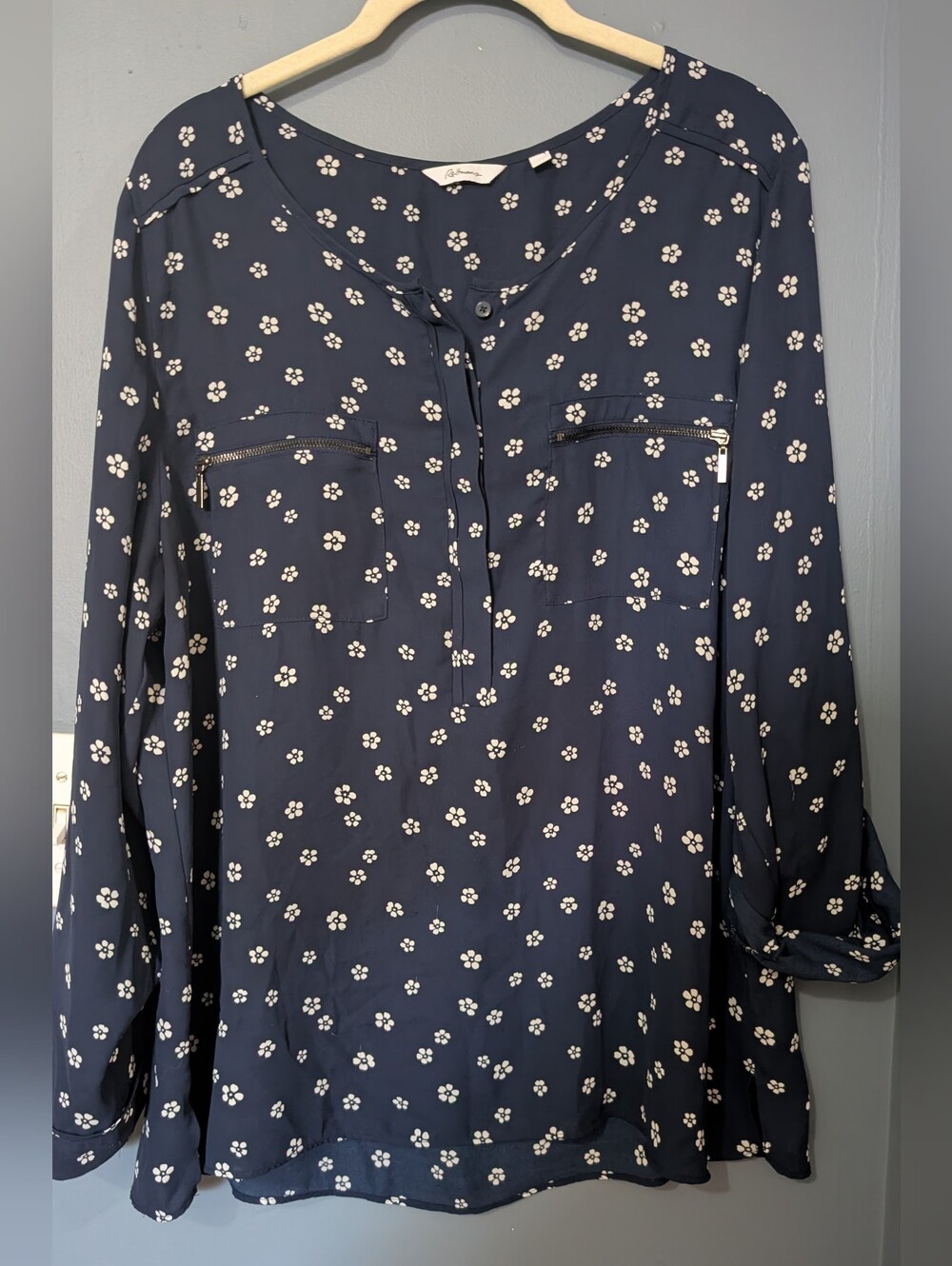 Reitmans Women's Floral Zip-Pocket Blouse XL *F13